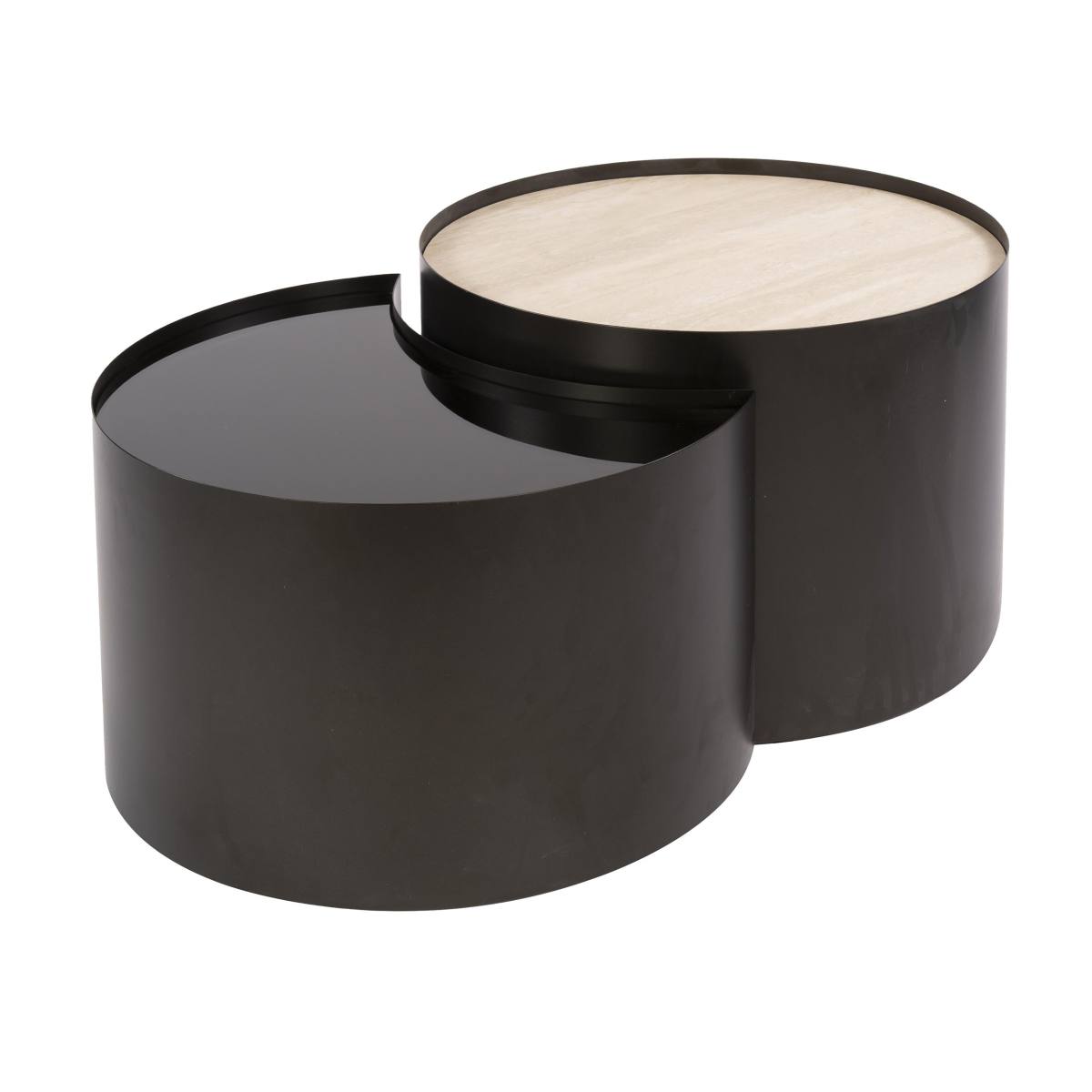 Mixy - Sofabordssæt i metal, travertin og glas, produktbillede 2 af 5, Moderne designs hos HomeNordic