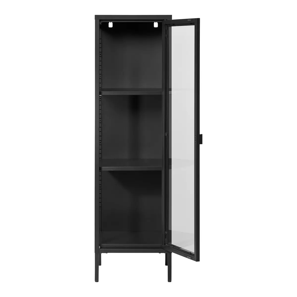 Brisbane Smalt Vitrineskab - Smalt Vitrineskab, 1 Glaslåge, Stål, Sort 40X35X140 Cm – billede 3