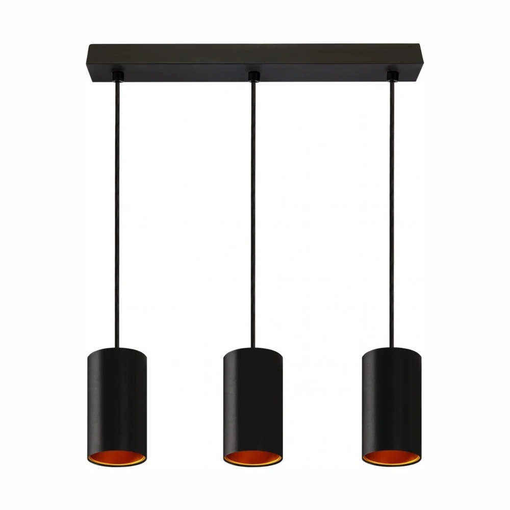 CHLOE GU10 X3 IP20 SUSPENDED LAMP BLACK GOLDEN RECTANGULAR BASE, Belysning hos HomeNordic